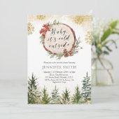 冬の森のベビーその冷たい屋外ベビーシャワー 招待状 (スタンド正面)