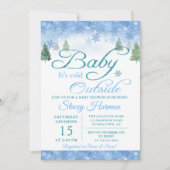 冬の森のベビーその冷たい屋外ベビーシャワー 招待状 (正面)