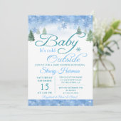 冬の森のベビーその冷たい屋外ベビーシャワー 招待状 (スタンド正面)