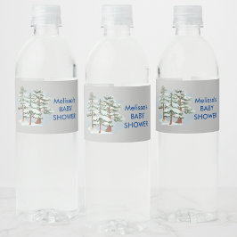 冬の森のベビーその寒い外のスノーフレーク ペットボトルラベル