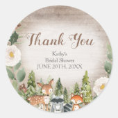 冬の森のベビーシャワー感謝祭ステッカー ラウンドシール (正面)