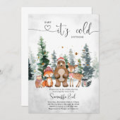 冬の森のベビーシャワー招待状 招待状 (正面/裏面)