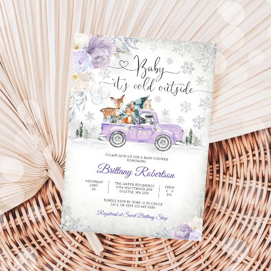 冬の森のベビーシャワー招待状 招待状