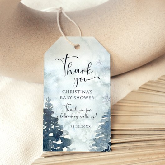 冬の森のベビー寒い外の赤ちゃんシャワー ギフトタグ