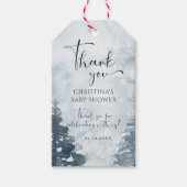 冬の森のベビー寒い外の赤ちゃんシャワー ギフトタグ (正面)