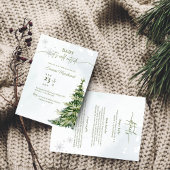 冬の森のベビー寒い外の赤ちゃんシャワー 招待状