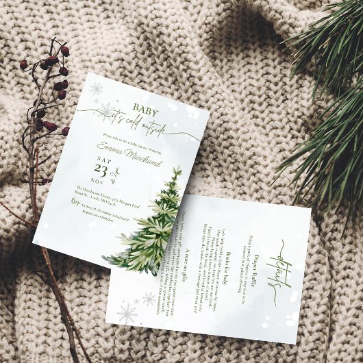 冬の森のベビー寒い外の赤ちゃんシャワー 招待状