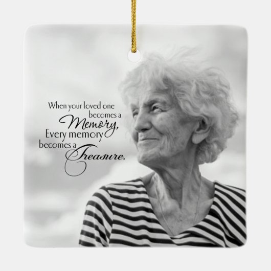 冬の森のメモリのママ写真クリスマス セラミックオーナメント (裏面)