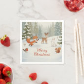 冬の森のメリークリスマス 森の動物たち スタンダードカクテルナプキン (インサイチュ)