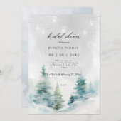 冬の森のランタンのブライシャワー招待 招待状 (正面/裏面)