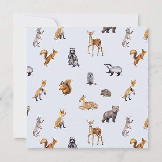 冬の森のリースウッドランド動物の赤ちゃんシャワー 招待状 (裏面)