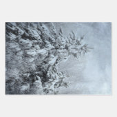 冬の森のヴィンテージの森林の雪に覆われた木々 ラッピングペーパーシート (正面)