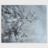 冬の森のヴィンテージの森林の雪に覆われた木々 ラッピングペーパー (フラット)