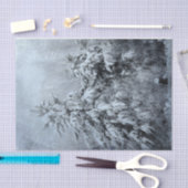 冬の森のヴィンテージの森林の雪に覆われた木々 薄葉紙 (クラフト)