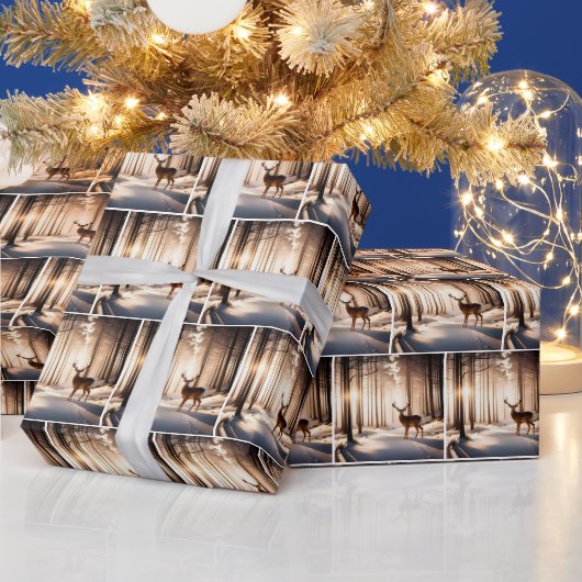 冬の森の中でバック ラッピングペーパー (クリスマス)