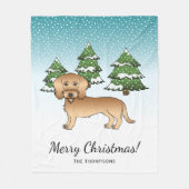 冬の森の中でホエテンの針金の髪のダシュント フリースブランケット (正面)