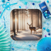 冬の森の中で大きな金 ペーパープレート (パーティー)