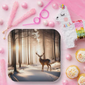 冬の森の中で大きな金 ペーパープレート (パーティー)