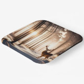 冬の森の中で大きな金 ペーパープレート (傾斜あり)