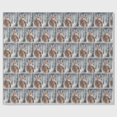 冬の森の中で白い子鹿が見える ラッピングペーパー (フラット)