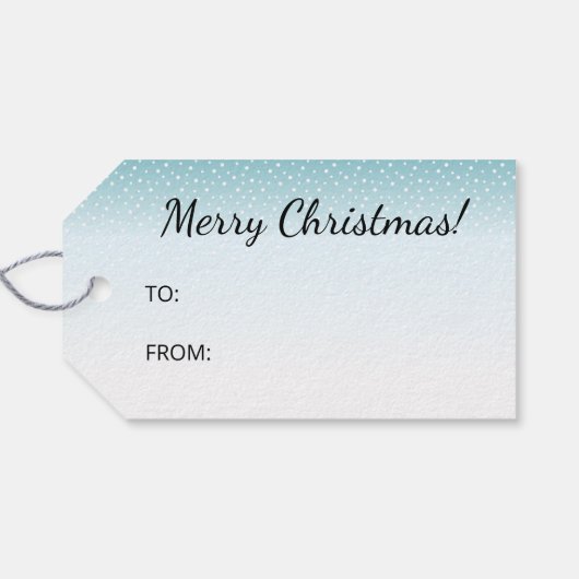 冬の森の中で白黒のパピヨンかわいい犬 ギフトタグ (裏面横)