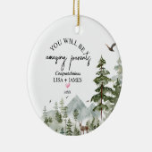 冬の森の中で素晴らしい親 セラミックオーナメント (右)