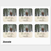 冬の森の中で茶色の馬ありがとう スクエアシール (シート)