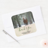 冬の森の中で茶色の馬ありがとう スクエアシール (封筒)