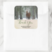 冬の森の中で茶色の馬ありがとう スクエアシール (バッグ)