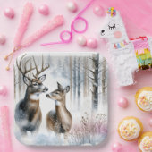 冬の森の中で雄と雌 ペーパープレート (パーティー)