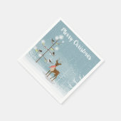 冬の森の中のクリスマスの鹿 スタンダードカクテルナプキン (角)