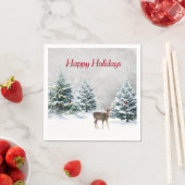 冬の森の中のクリスマスの鹿 スタンダードカクテルナプキン (インサイチュ)