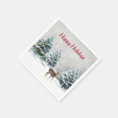 冬の森の中のクリスマスの鹿 スタンダードカクテルナプキン (角)