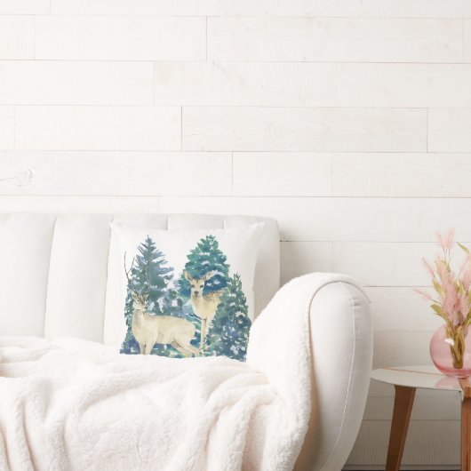 冬の森の中のシカ クッション (ソファ)