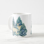 冬の森の中のシカ コーヒーマグカップ (正面左)