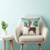 冬の森の中のチョコレートブラウンボストンテリア クッション (椅子)