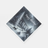 冬の森の中のハッピーホリデーズディアー スタンダードランチョンナプキン (角)