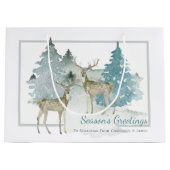 冬の森の中の二つのボロパーソナライズされた ラージペーパーバッグ (正面)