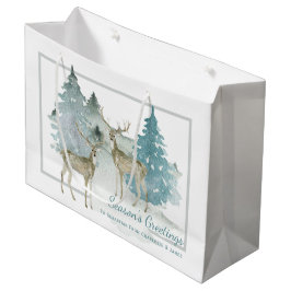 冬の森の中の二つのボロパーソナライズされた ラージペーパーバッグ