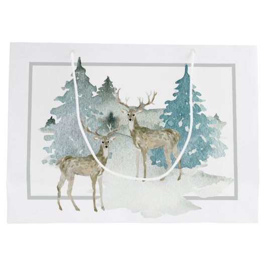 冬の森の中の二つのボロパーソナライズされた ラージペーパーバッグ (裏面)