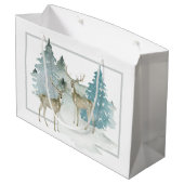 冬の森の中の二つのボロパーソナライズされた ラージペーパーバッグ (裏面アングル)