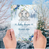 冬の森の中の可愛い象の赤ちゃんシャワー 招待状