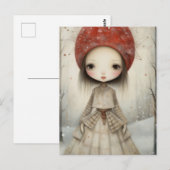 冬の森の中の少女 ポストカード (正面/裏面)