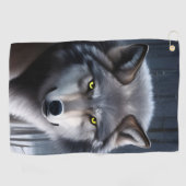 冬の森の中の狼 ゴルフタオル (横)