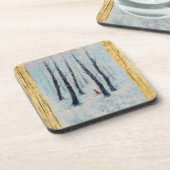 冬の森の中の赤い乗馬フードのような姿 コースター (左側)