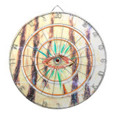 冬の森の中の赤い乗馬フードのような姿 ダーツボード (正面)