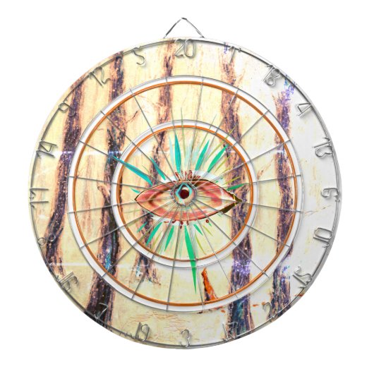 冬の森の中の赤い乗馬フードのような姿 ダーツボード (正面)