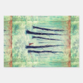 冬の森の中の赤い乗馬フードのような姿 ラッピングペーパーシート (正面2)