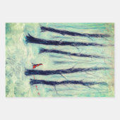 冬の森の中の赤い乗馬フードのような姿 ラッピングペーパーシート (正面)