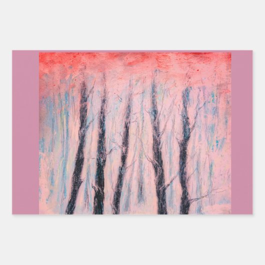 冬の森の中の赤い乗馬フードのような姿 ラッピングペーパーシート (正面3)